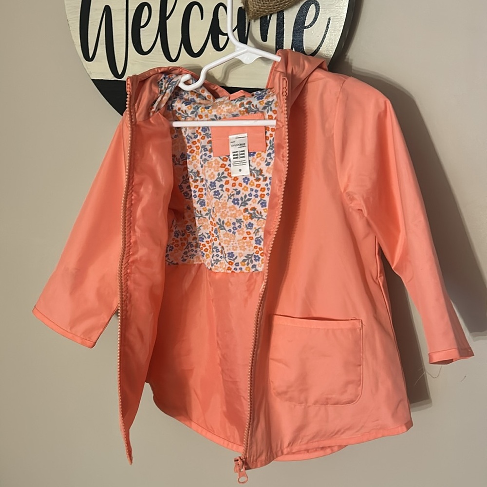 Carters 24 Months Full Zip Pink and Floral Hooded Rain Jacket with Pockets